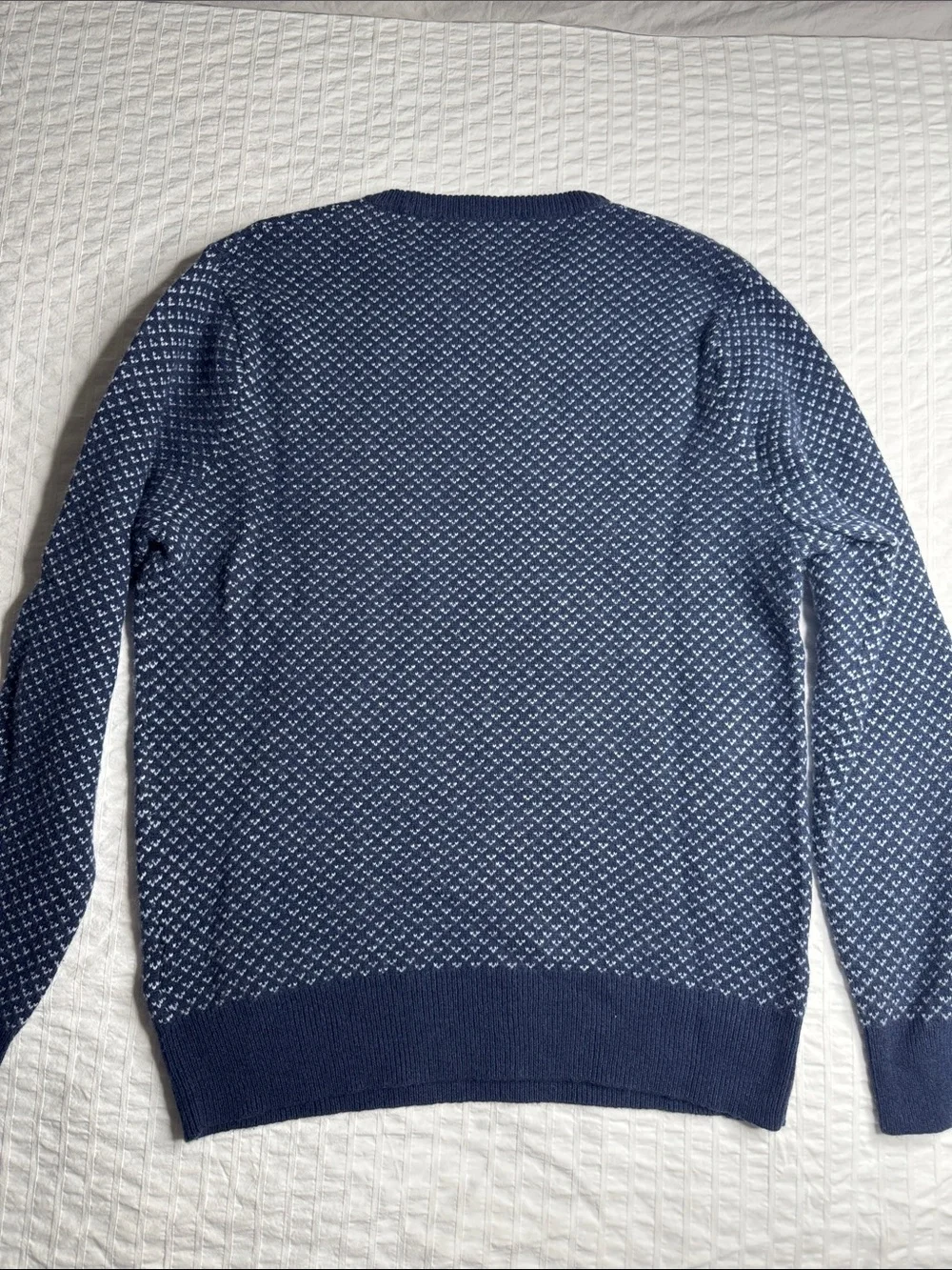 J.Crew Rugged Merino Wool Men's Size L Navy Patterned Crewneck Sweater